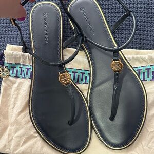 Tory Burch Navy and Gold Sandals